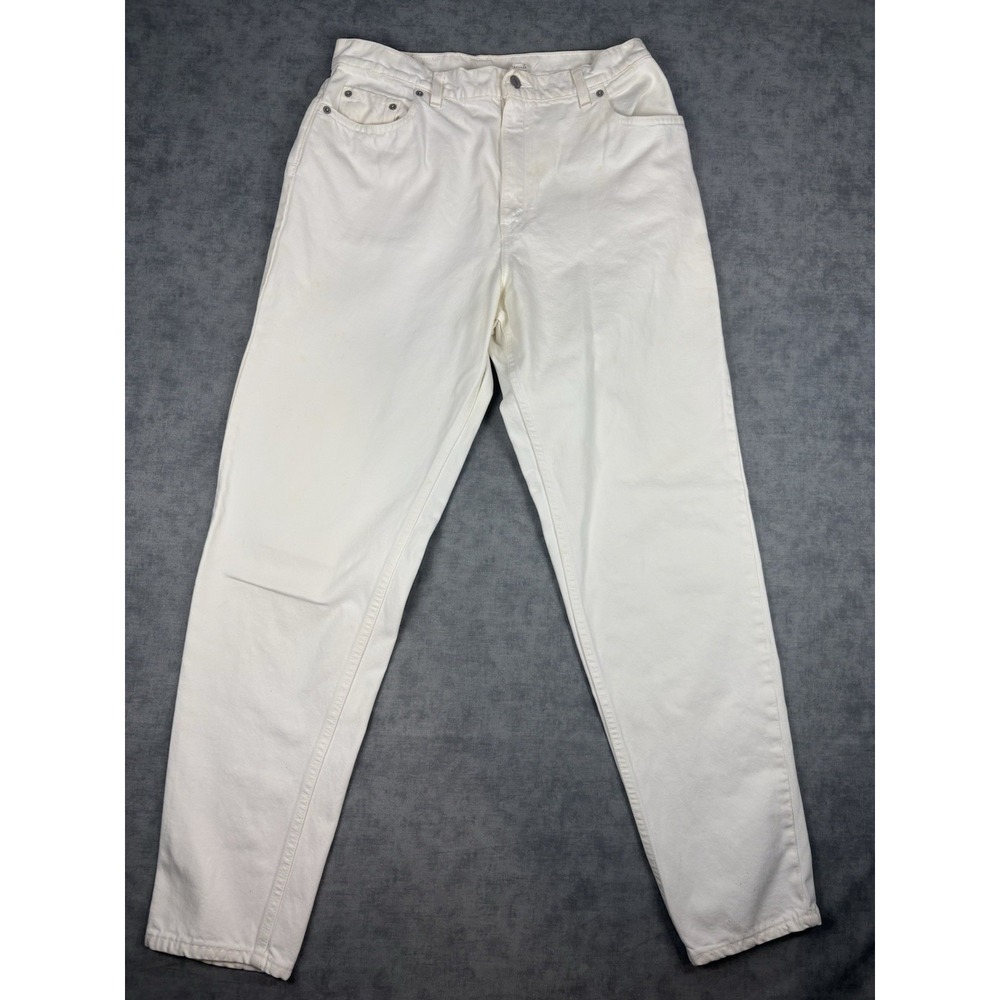 Vintage 90s Levis 551 Womens 16 Long White Jeans USA Relaxed Tapered Distressed - Picture 3 of 16